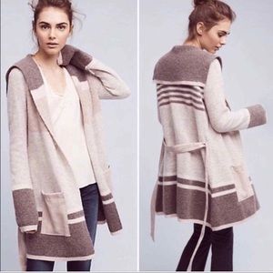 Anthropologie Angel of the North Gray Brown Wool Cardigan Sweater - Size Large